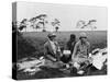 Three Women Having a Picnic in a Field, 1920s-null-Stretched Canvas