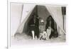 Three Women in a Tent on a Beach with a White Terrier-null-Framed Photographic Print