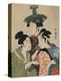 Three Women in Fashionable Hats-Kitagawa Utamaro-Stretched Canvas