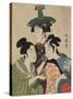 Three Women in Fashionable Hats-Kitagawa Utamaro-Stretched Canvas