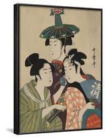 Three Women in Fashionable Hats-Kitagawa Utamaro-Framed Art Print