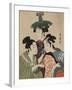 Three Women in Fashionable Hats-Kitagawa Utamaro-Framed Art Print