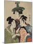 Three Women in Fashionable Hats-Kitagawa Utamaro-Mounted Art Print