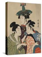 Three Women in Fashionable Hats-Kitagawa Utamaro-Stretched Canvas