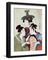 Three Women, Japanese Wood-Cut Print-Lantern Press-Framed Art Print