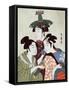 Three Women, Japanese Wood-Cut Print-Lantern Press-Framed Stretched Canvas