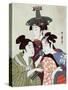 Three Women, Japanese Wood-Cut Print-Lantern Press-Stretched Canvas