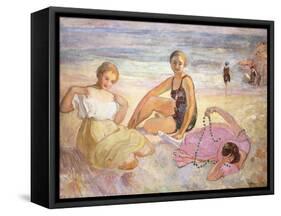 Three Women on the Beach-Henri Lebasque-Framed Stretched Canvas