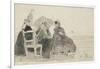 Three Women Seated on Chairs on a Beach-Eugene Louis Boudin-Framed Giclee Print