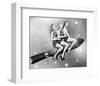 Three Women Sitting on Rocket-null-Framed Art Print