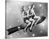 Three Women Sitting on Rocket-null-Stretched Canvas
