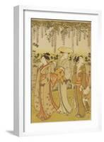 Three Women Viewing Wisteria at Kamedo-Torii Kiyonaga-Framed Giclee Print