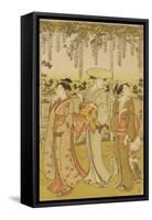 Three Women Viewing Wisteria at Kamedo-Torii Kiyonaga-Framed Stretched Canvas