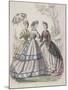 Three Women Wearing the Latest Fashions, One of the Women Is Shading Herself with a Parasol, 1864-null-Mounted Giclee Print