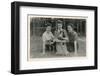 Three Women with Cat and Puppy in a Garden-null-Framed Photographic Print