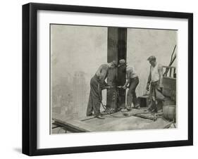 Three Workers Securing a Rivet, Empire State Building, 1931 (Gelatin Silver Print)-Lewis Wickes Hine-Framed Giclee Print
