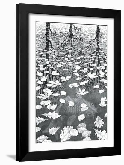 Three Worlds-M^ C^ Escher-Framed Art Print