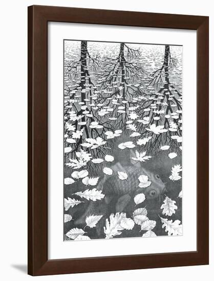 Three Worlds-M^ C^ Escher-Framed Art Print