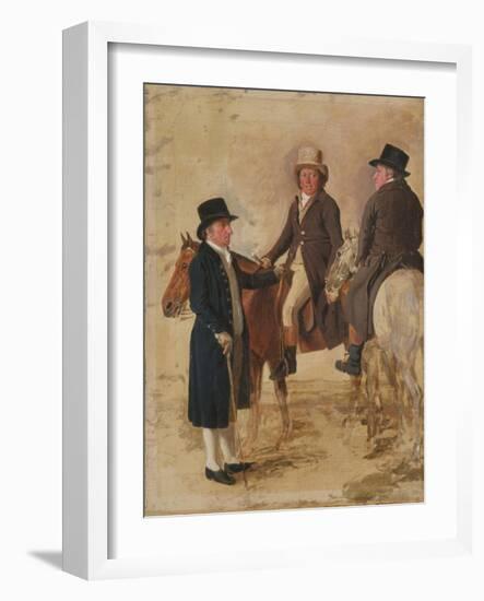 Three Worthies of the Turf at Newmarket, C.1804: John Hilton, Judge of the Canvas)-Benjamin Marshall-Framed Giclee Print