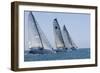 Three Yachts Compete in Team Sailing Event, California-null-Framed Photo