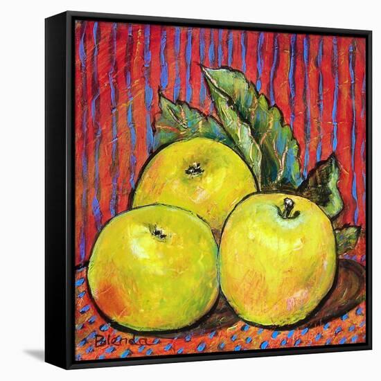 Three Yellow Apples-Blenda Tyvoll-Framed Stretched Canvas
