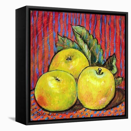 Three Yellow Apples-Blenda Tyvoll-Framed Stretched Canvas