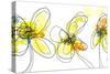 Three Yellow Flowers-Jan Weiss-Stretched Canvas