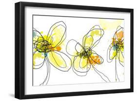 Three Yellow Flowers-Jan Weiss-Framed Art Print