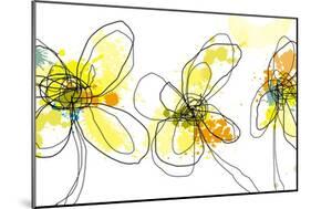 Three Yellow Flowers-Jan Weiss-Mounted Art Print