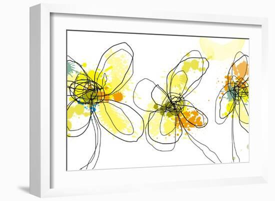 Three Yellow Flowers-Jan Weiss-Framed Art Print