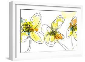 Three Yellow Flowers-Jan Weiss-Framed Art Print