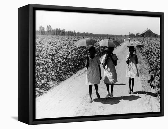 Three Young Barefoot African American Sharecroppers' Daughters on their Way to Sunday School-Alfred Eisenstaedt-Framed Stretched Canvas