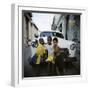 Three Young Boys Posing Against Old White American Car, Havana, Cuba, West Indies, Central America-Lee Frost-Framed Photographic Print