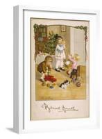 Three Young Children Play with Their Christmas Presents-Pauli Ebner-Framed Art Print