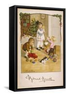 Three Young Children Play with Their Christmas Presents-Pauli Ebner-Framed Stretched Canvas