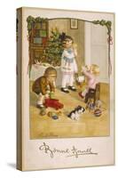 Three Young Children Play with Their Christmas Presents-Pauli Ebner-Stretched Canvas