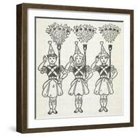 Three Young Girls, Dressed in Handsome Red Uniforms Trimmed With Gold ...'-William Denslow-Framed Giclee Print