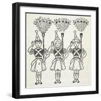 Three Young Girls, Dressed in Handsome Red Uniforms Trimmed With Gold ...'-William Denslow-Framed Giclee Print