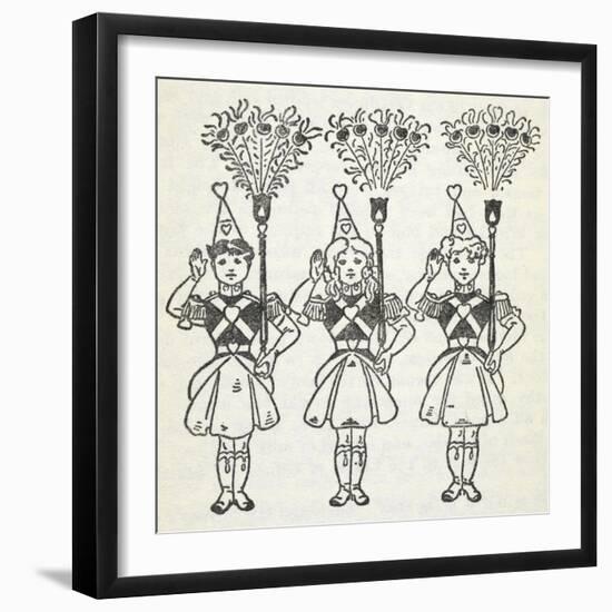 Three Young Girls, Dressed in Handsome Red Uniforms Trimmed With Gold ...'-William Denslow-Framed Giclee Print