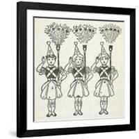 Three Young Girls, Dressed in Handsome Red Uniforms Trimmed With Gold ...'-William Denslow-Framed Giclee Print