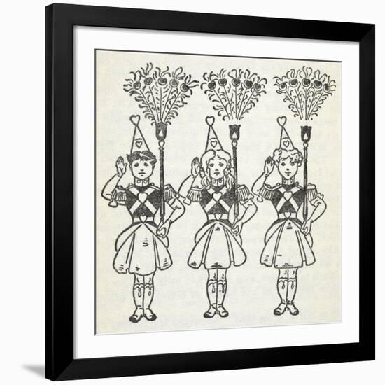 Three Young Girls, Dressed in Handsome Red Uniforms Trimmed With Gold ...'-William Denslow-Framed Giclee Print