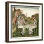 Three Young Girls Having a Tea Party-Kate Greenaway-Framed Art Print