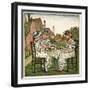 Three Young Girls Having a Tea Party-Kate Greenaway-Framed Art Print