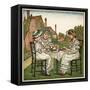 Three Young Girls Having a Tea Party-Kate Greenaway-Framed Stretched Canvas