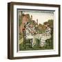 Three Young Girls Having a Tea Party-Kate Greenaway-Framed Art Print