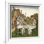 Three Young Girls Having a Tea Party-Kate Greenaway-Framed Art Print