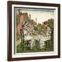 Three Young Girls Having a Tea Party-Kate Greenaway-Framed Art Print