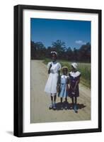 Three Young Girls in Collared Dresses, Edisto Island, South Carolina, 1956-Walter Sanders-Framed Photographic Print