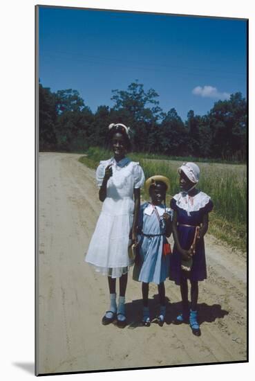 Three Young Girls in Collared Dresses, Edisto Island, South Carolina, 1956-Walter Sanders-Mounted Photographic Print