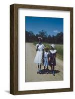 Three Young Girls in Collared Dresses, Edisto Island, South Carolina, 1956-Walter Sanders-Framed Photographic Print